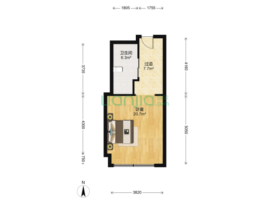 温州君廷酒店 1室0厅1卫 64平方