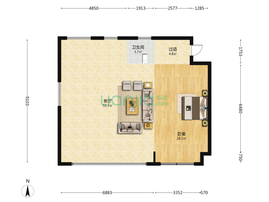 江上图首府 1室1厅1卫 130平方