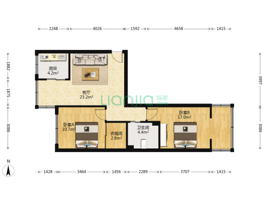 石人南路23号 2室1厅1卫 72平方