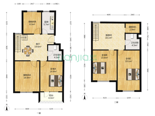 美华西村 3室1厅2卫 127平方