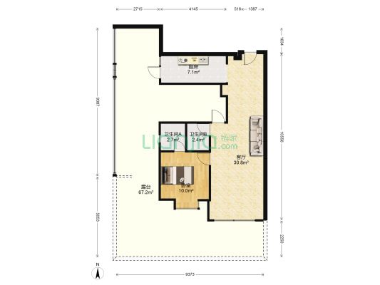 喜来居 1室1厅2卫 60平方