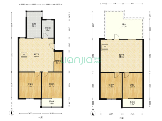 阳光苑小区 4室2厅1卫 168平方