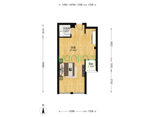 红谷经典 1室0厅1卫 49平方