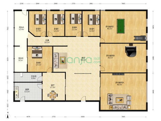海景豪庭 8室2厅1卫 349平方