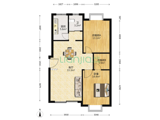 瑞格花园 1室1厅1卫 99平方