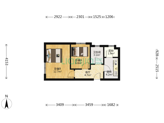 泓林园 2室1厅1卫 53平方