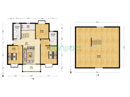 漕湖花园一区 3室1厅2卫 116平方