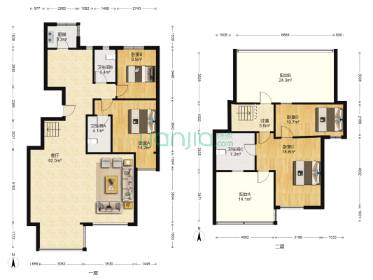 涧桥山 4室1厅3卫 179平方