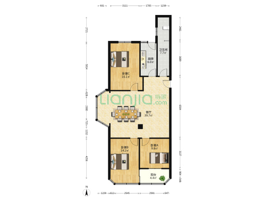 财政局宿舍 3室1厅1卫 109平方