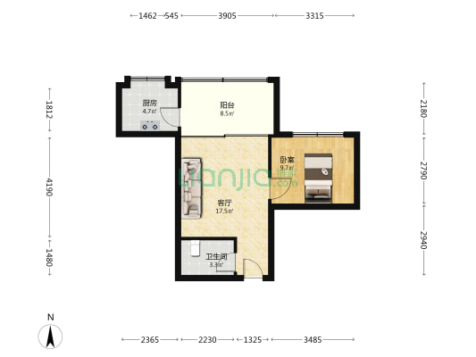 北部大厦 1室1厅1卫 50平方