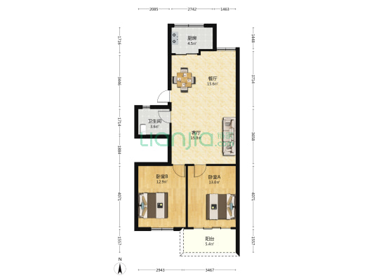 闽运公寓 2室2厅1卫 81平方
