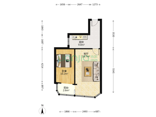 顺城东街35号 1室1厅0卫 37平方