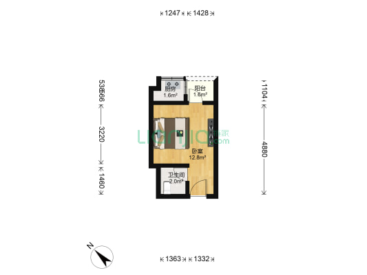 富璟公馆 1室0厅1卫 29平方