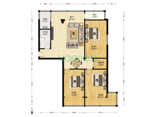 橡胶厂家属院（甘南路） 3室1厅1卫 139平方