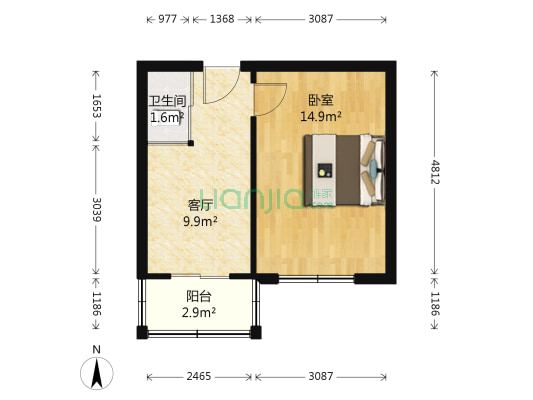 宁山小区 1室1厅1卫 37平方