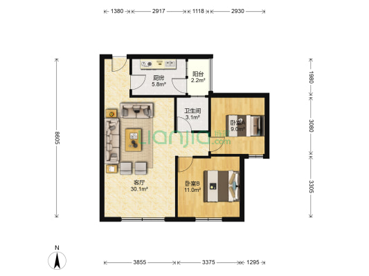 都市乐章 2室1厅1卫 71平方
