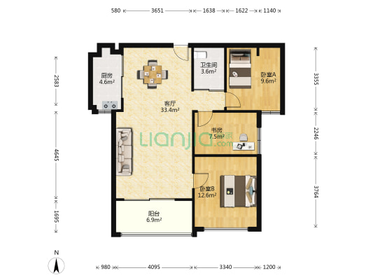 人和嘉园 3室1厅1卫 106平方