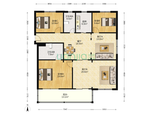 子陵新村 3室3厅2卫 152平方