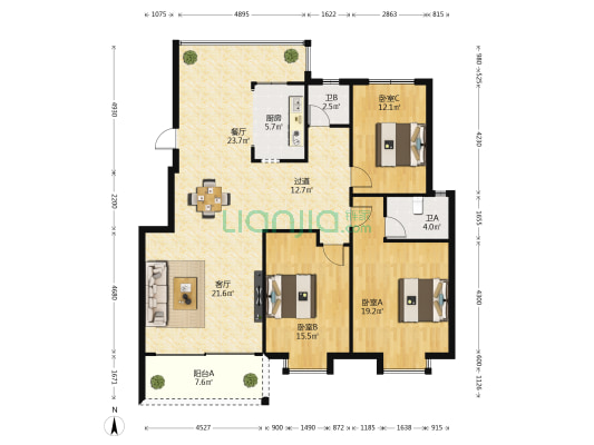 柬埔寨园 3室2厅2卫 115平方
