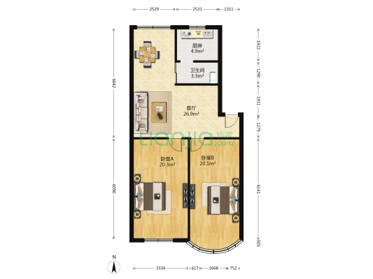 莲塘站前西路 2室1厅1卫 92平方