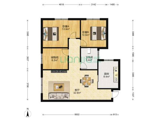 泰和花园(白云南路) 2室1厅1卫 96平方