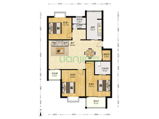 景舒苑六村 3室1厅3卫 115平方