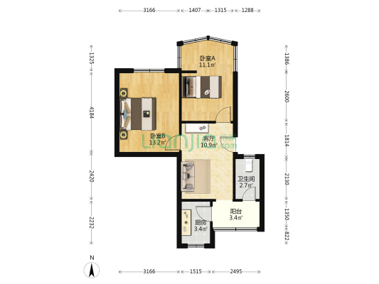 文庙前街75号 2室1厅1卫 55平方