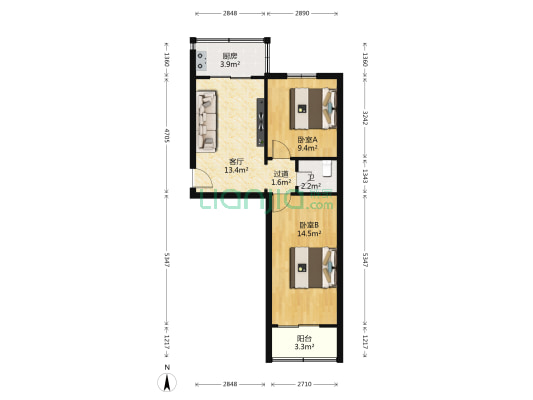 西京国货公司家属院 2室1厅1卫 61平方