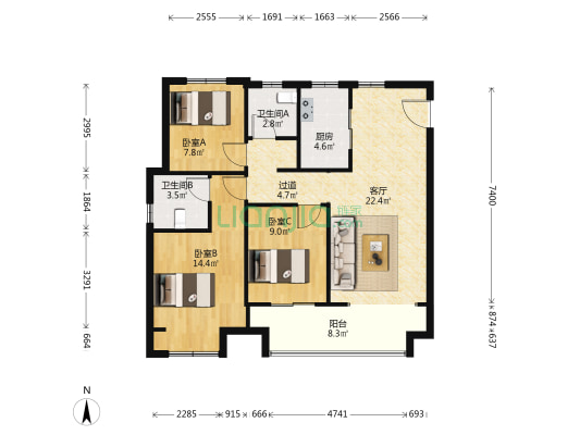 融侨雅筑 3室1厅2卫 113平方