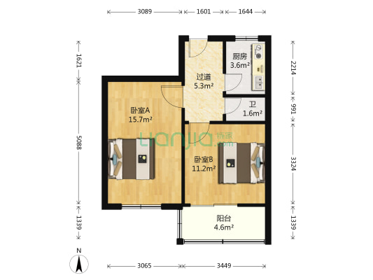 白鸽服装厂宿舍 2室0厅1卫 52平方