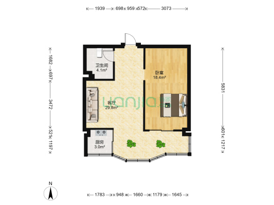 汇隆综合楼 1室1厅1卫 67平方