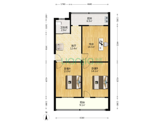 市委新村 3室1厅1卫 73平方