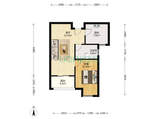 兴华小区南区 1室1厅1卫 60平方