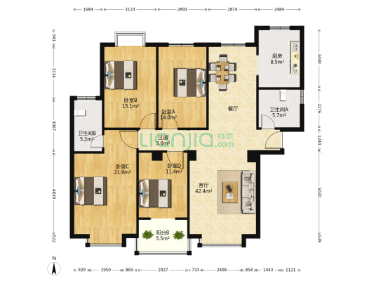 满五年，精装修，全新家具，看房子方便-户型图