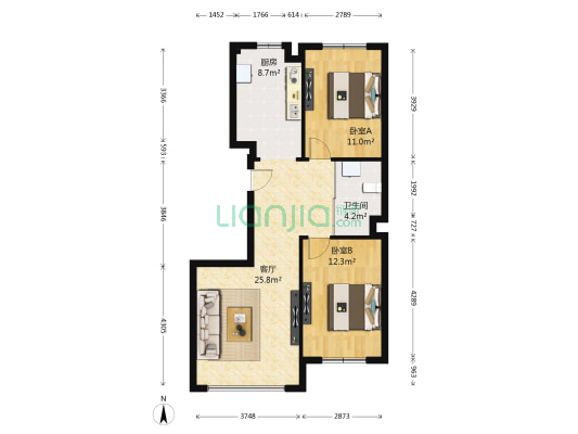 恒泰·望云轩 2室1厅1卫 87平方