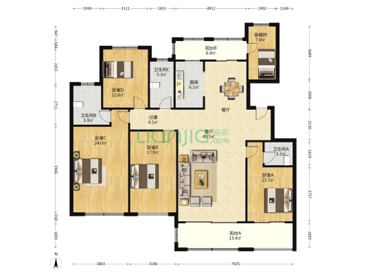 兰溪上苑 4室1厅3卫 198平方
