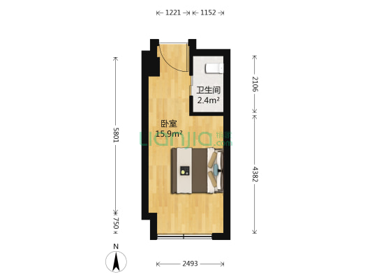 佛奥·天佑城 1室0厅1卫 26平方