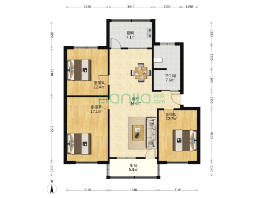 广厦新村 3室1厅1卫 116平方