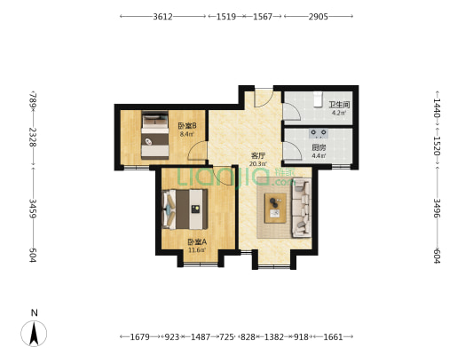 新顺园 2室1厅1卫 72平方
