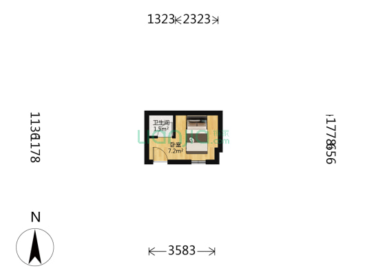 海珠花园窝趣公寓 1室0厅1卫 18平方