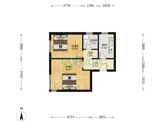 次渠北里二区 2室0厅1卫 59平方