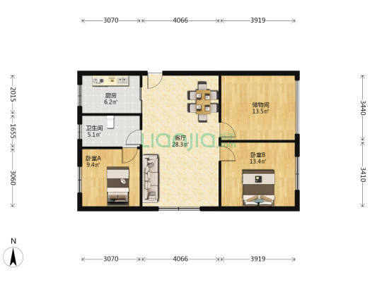 绿洲上书房 2室1厅1卫 101平方