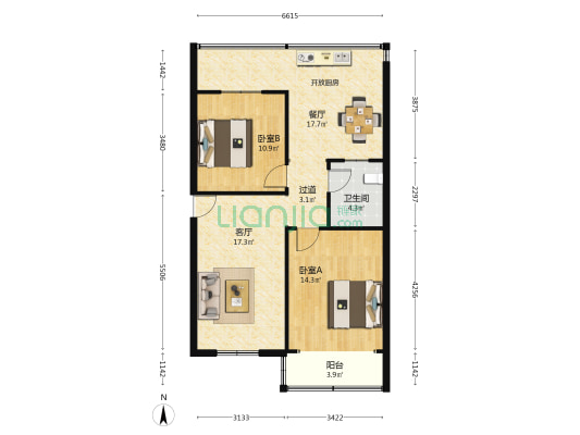 西关2号小区 2室2厅1卫 76平方