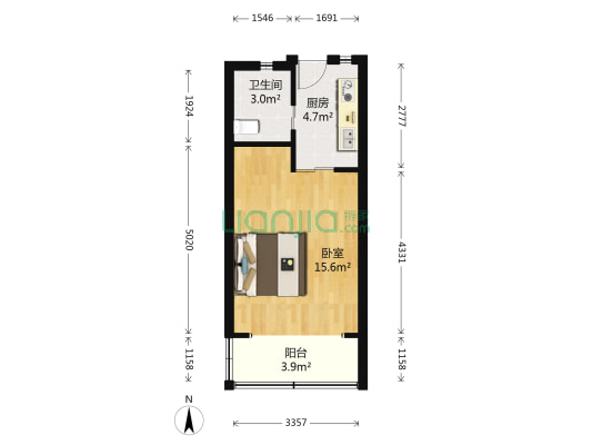 新泾三村 1室0厅1卫 34平方