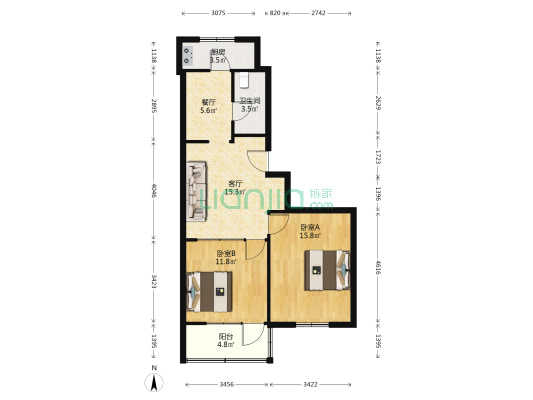 东混堂弄 2室2厅1卫 73平方