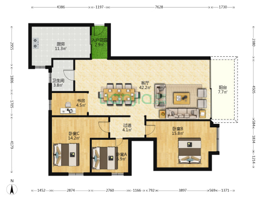 立业大厦 4室1厅1卫 146平方