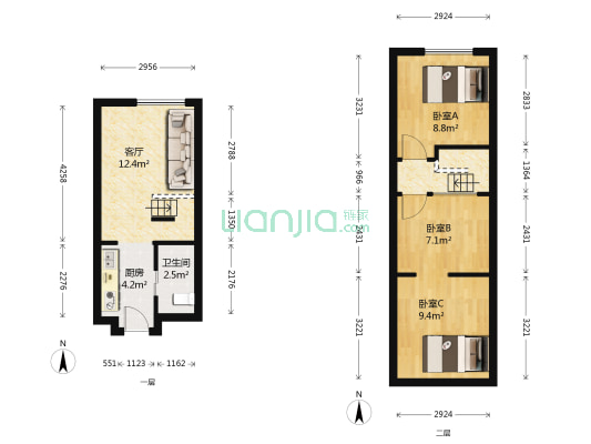天睿 3室1厅1卫 40平方