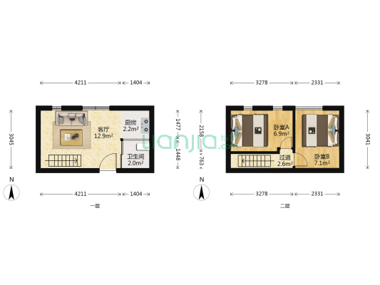 振邦学仕汇 2室1厅1卫 28平方