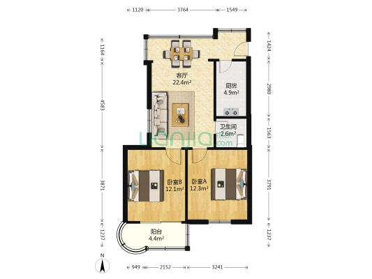 屿后南里 2室1厅1卫 63平方