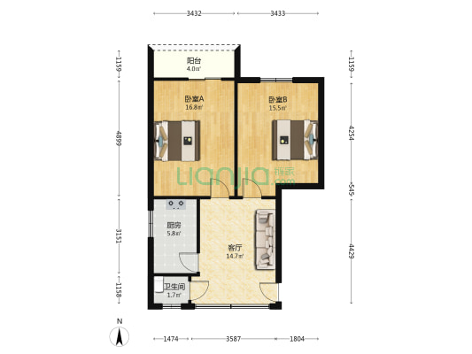绿苑路 2室1厅1卫 77平方